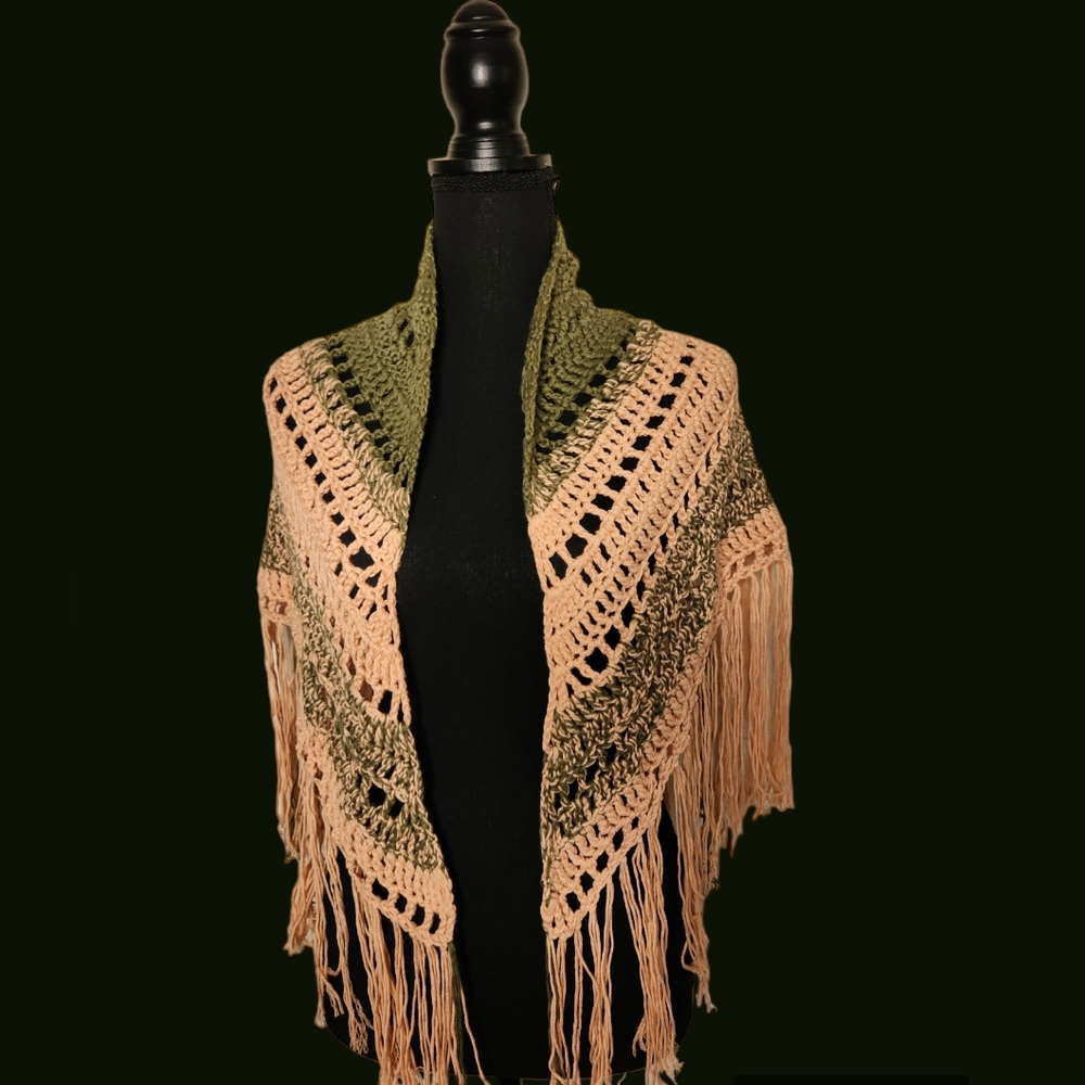 Crochet Fringed Shawl/Wrap Skirt